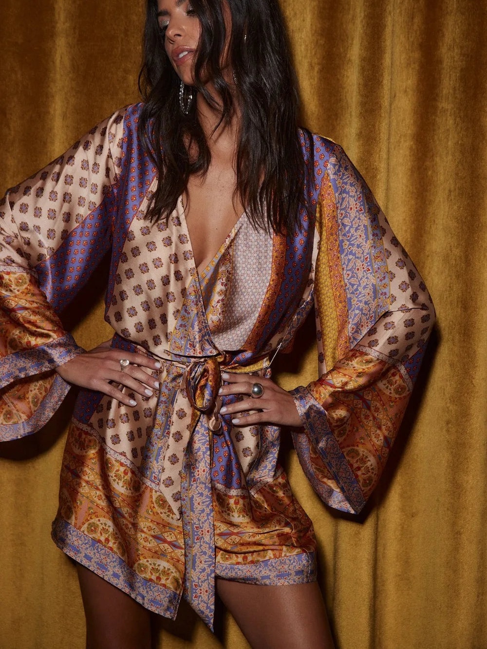 NWOT- 12th TRIBE Gold Standard Multicolored Kimono Dress